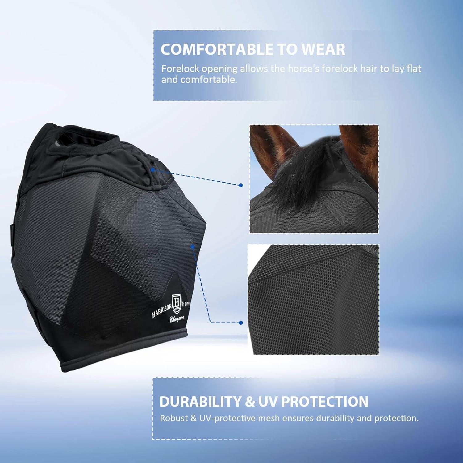 Máscara para Moscas de Caballo Harrison Howard Negra Mediana