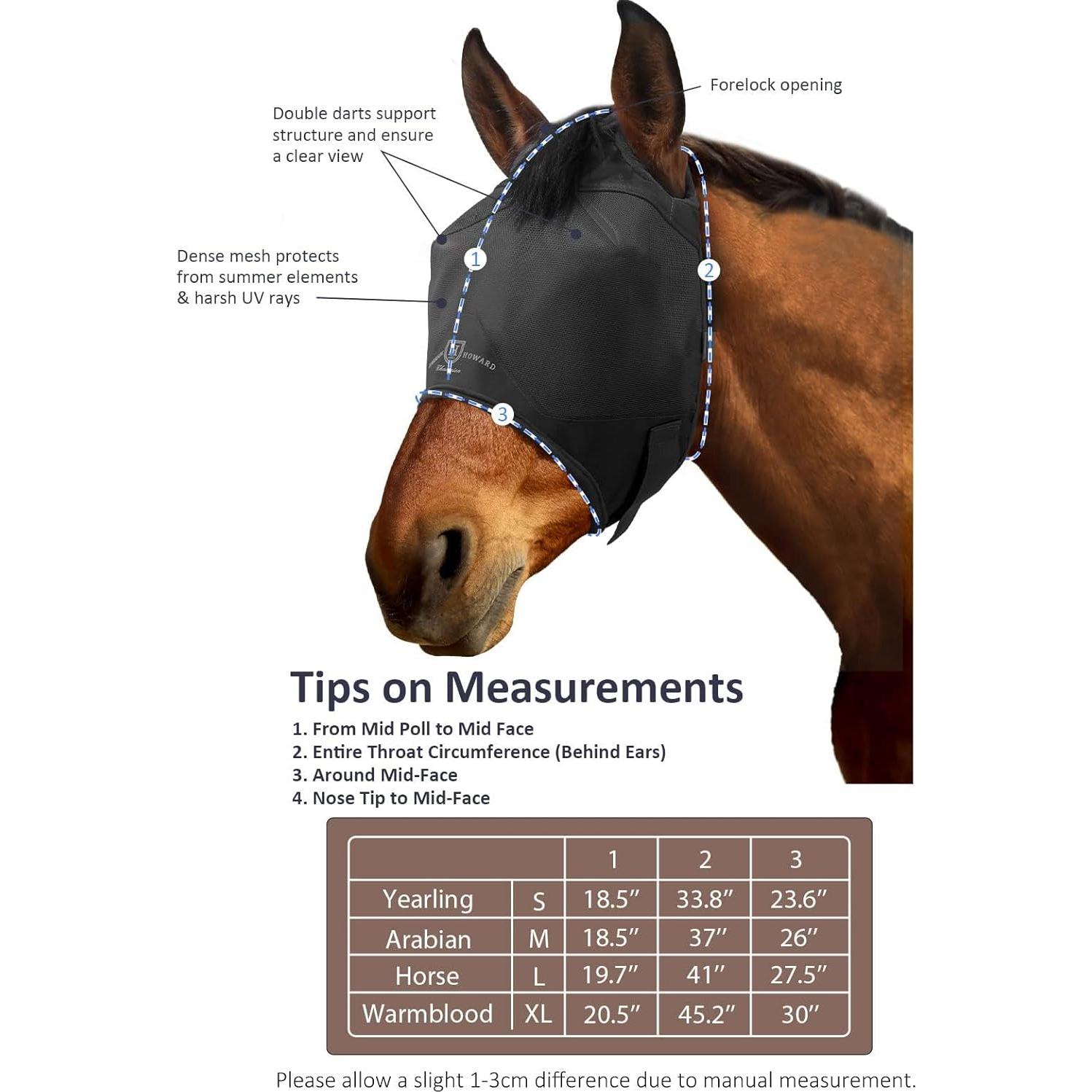 Máscara para Moscas de Caballo Harrison Howard Negra Mediana