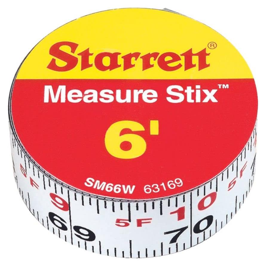 Cinta Métrica Adhesiva Starrett SM66W 1.83m Acero Blanca