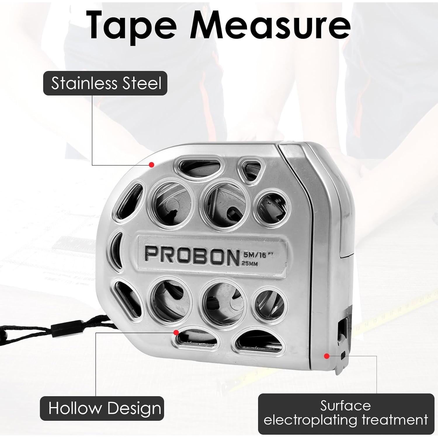 Cinta Métrica de Acero Inoxidable PROBON 7.62m con Imán