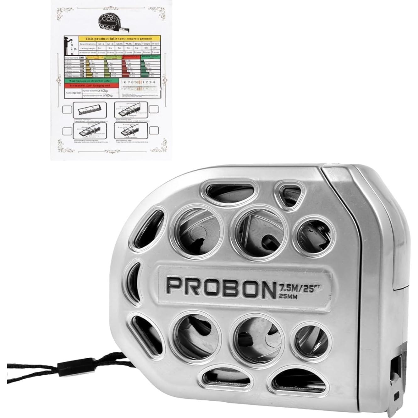 Cinta Métrica de Acero Inoxidable PROBON 7.62m con Imán