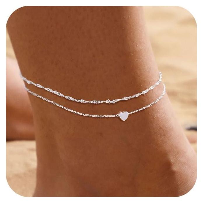 Pulseras de Tobillo Feskive 14K Oro Real 20cm Ajustables