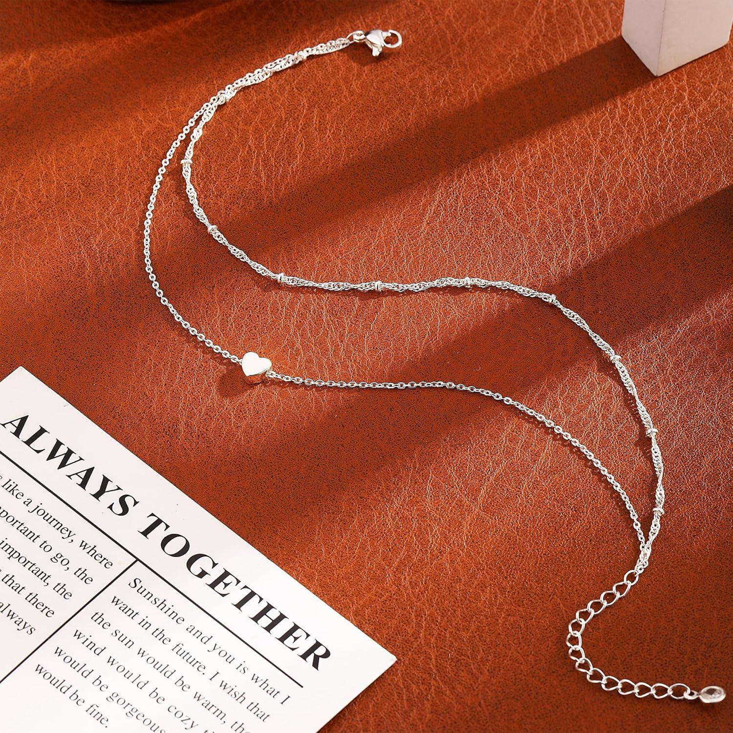 Pulseras de Tobillo Feskive 14K Oro Real 20cm Ajustables