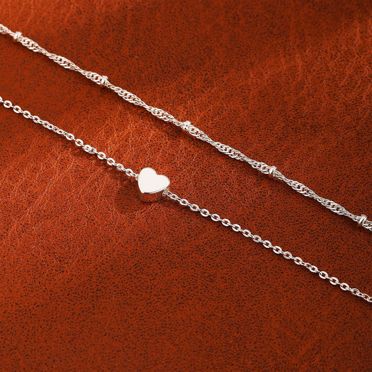 Pulseras de Tobillo Feskive 14K Oro Real 20cm Ajustables