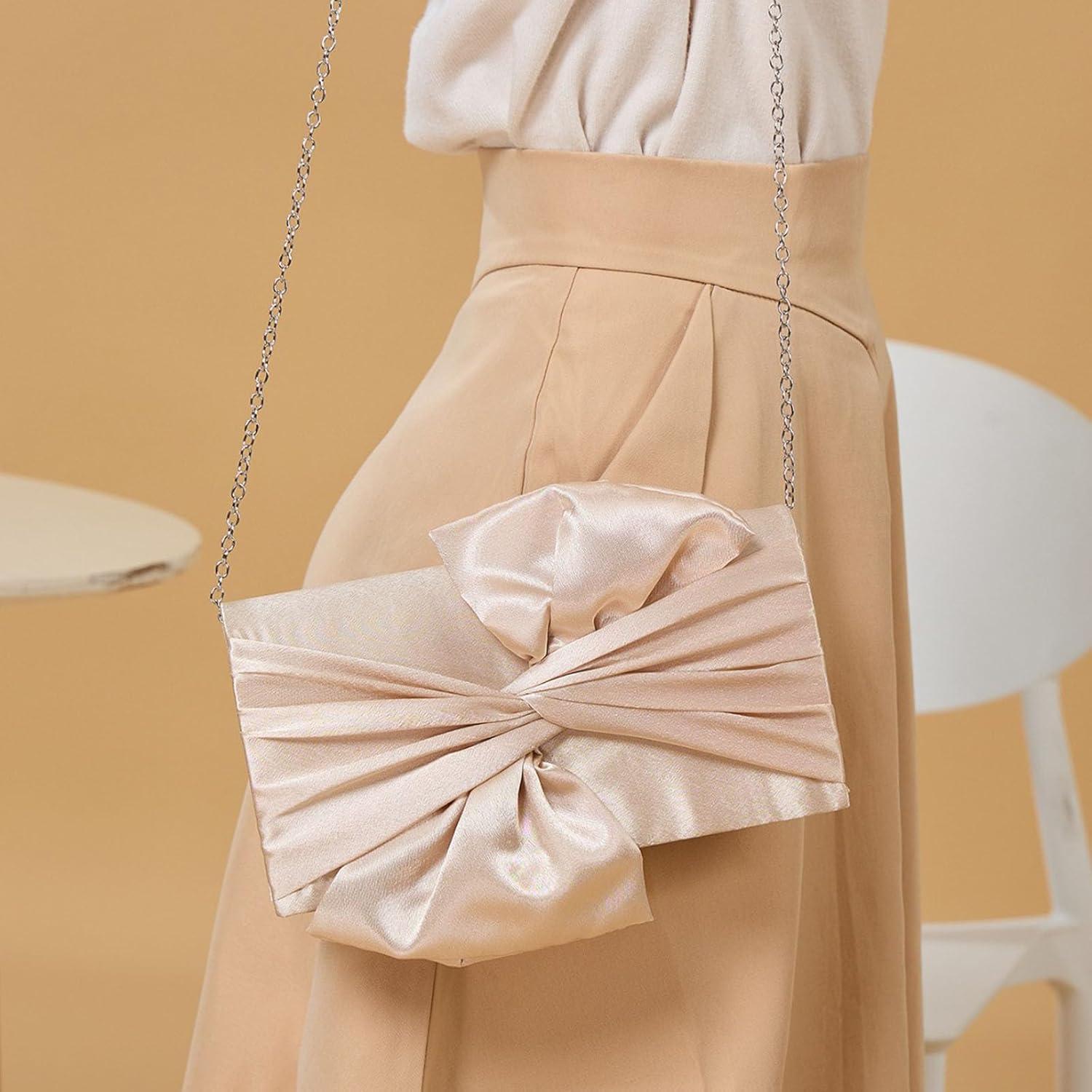 Bolso de Mano con Lazo YYW para Mujeres - Satén Vintage 24x5x12.5cm