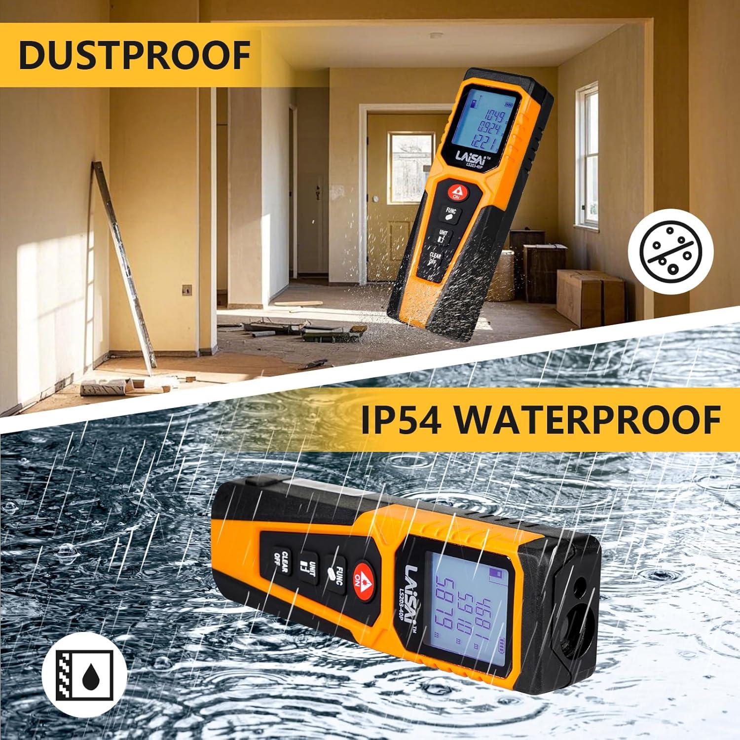 Medidor Láser LAISAI LS203-40P 39.62m Pantalla LCD Retroiluminada