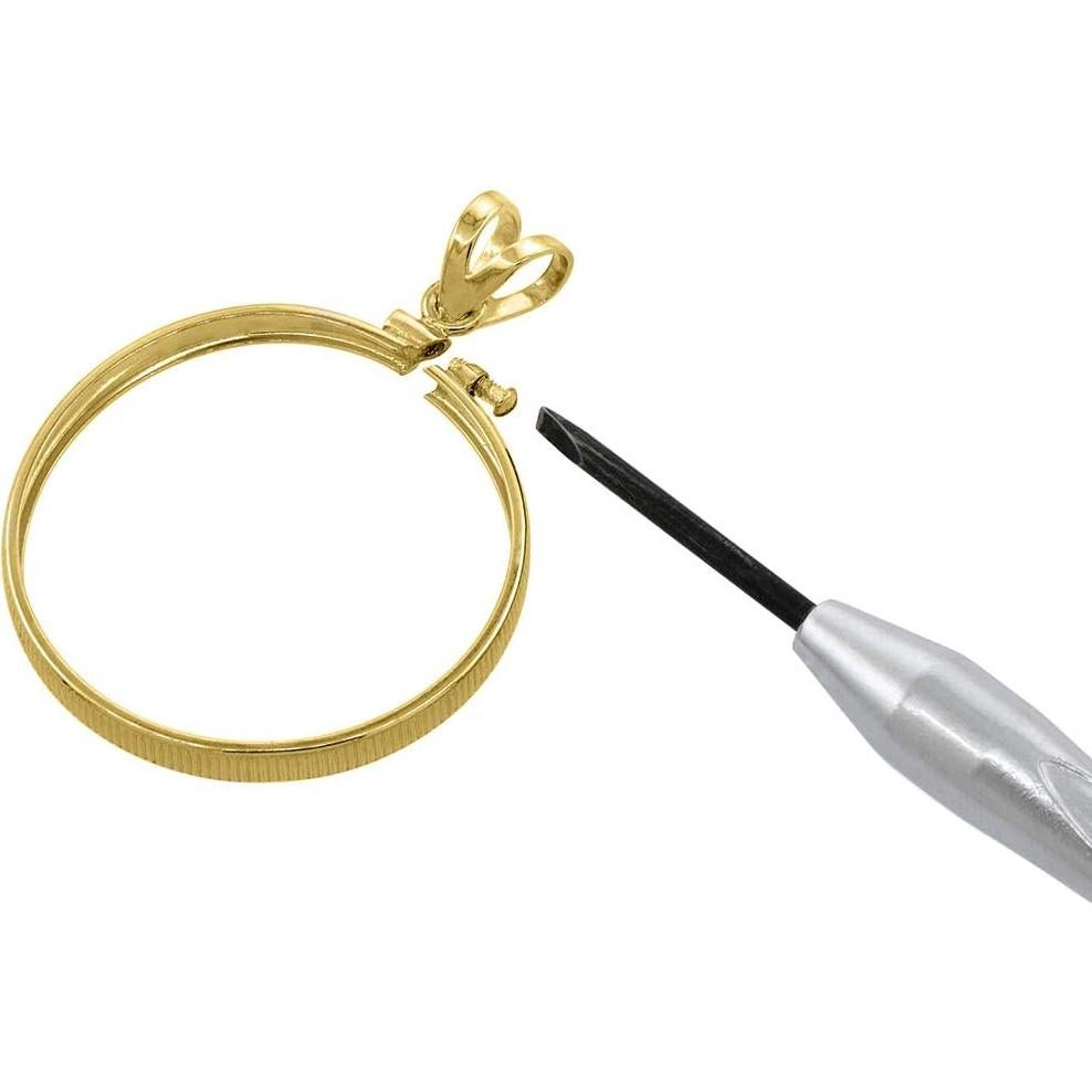 Bezel de Moneda de Plata Esterlina 925 y Oro Relleno 14k 19mm