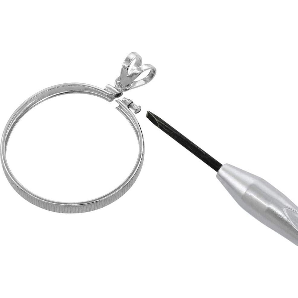 Bezel de Moneda de Plata Esterlina 925 y Oro Relleno 14k 19mm