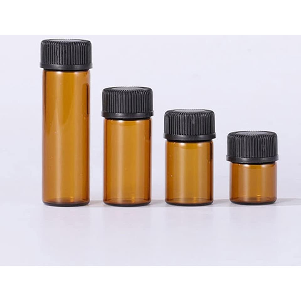 Set de 50 Botellas de Vidrio Ámbar 1ml con Tapa y Pipetas