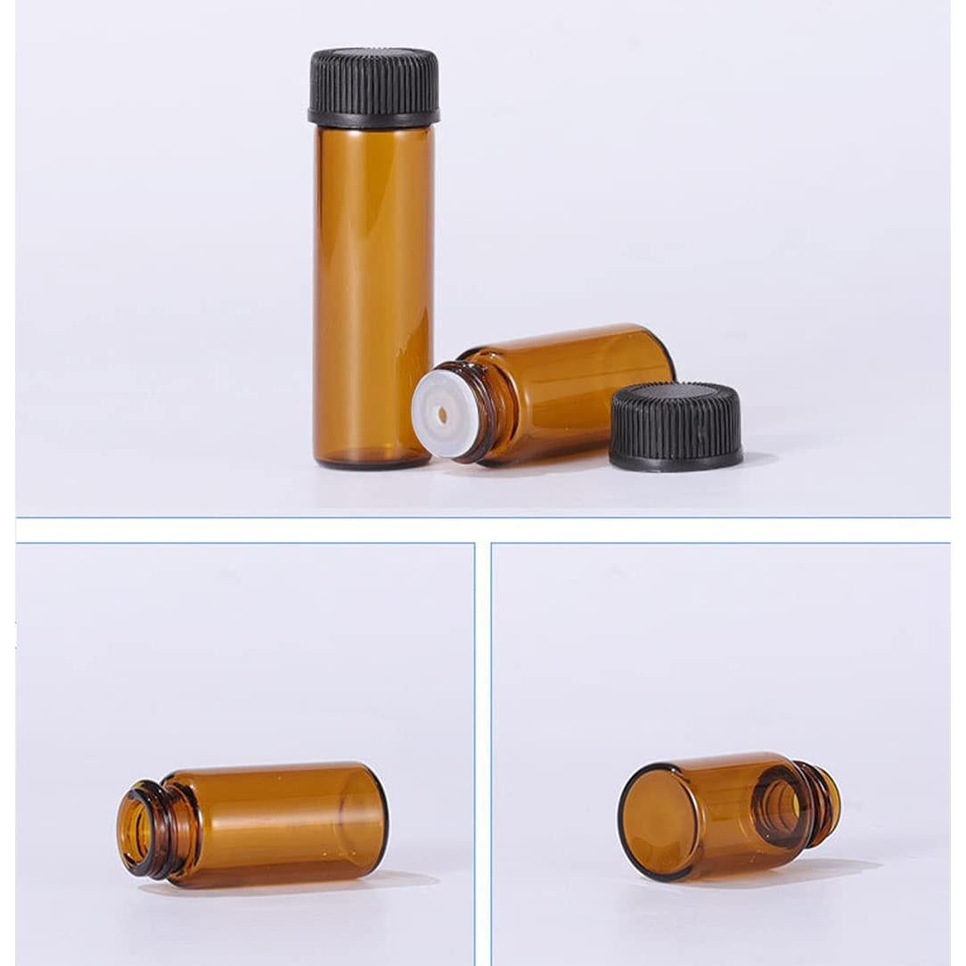 Set de 50 Botellas de Vidrio Ámbar 1ml con Tapa y Pipetas