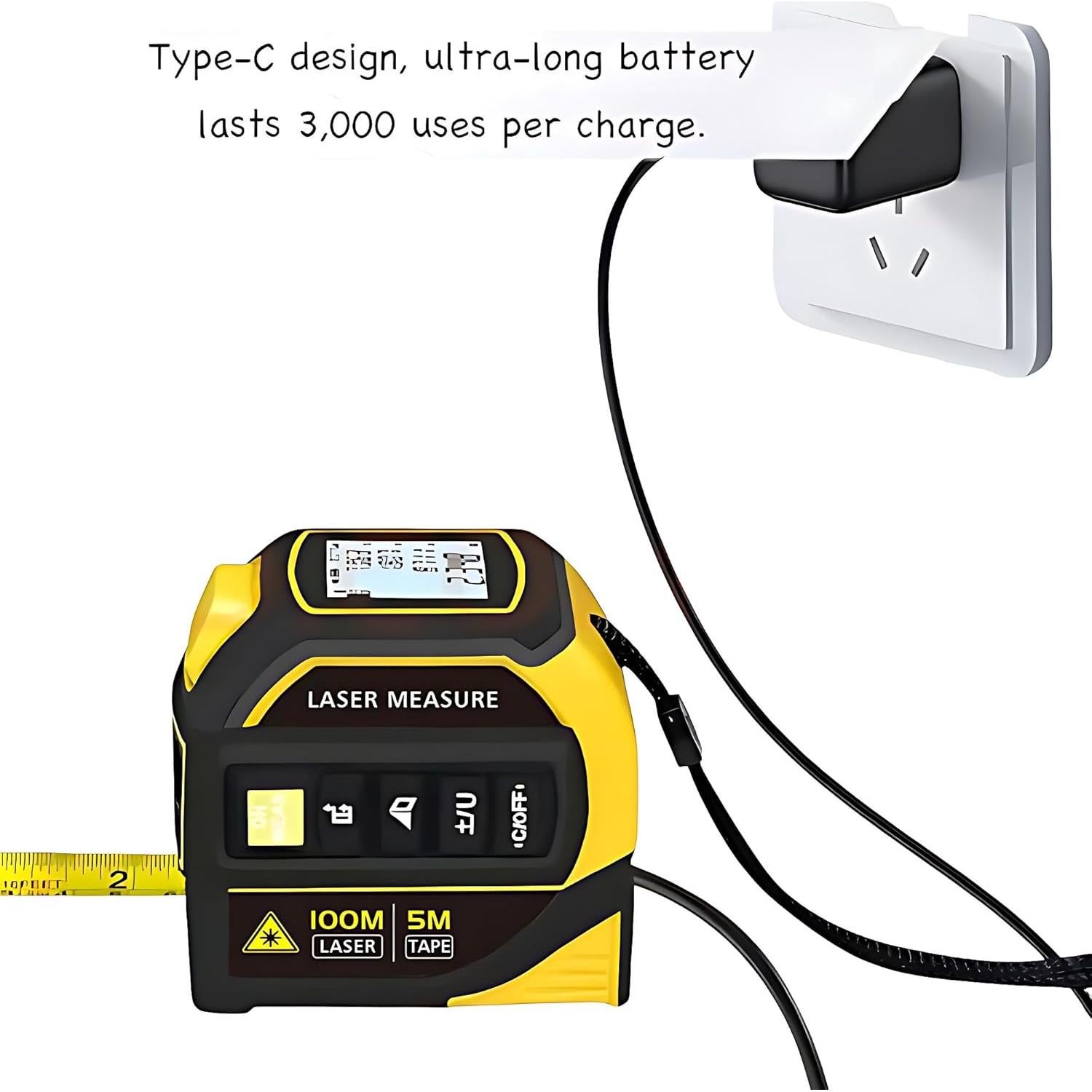 Cinta Métrica Láser 4-en-1 Genérico 100m Recargable
