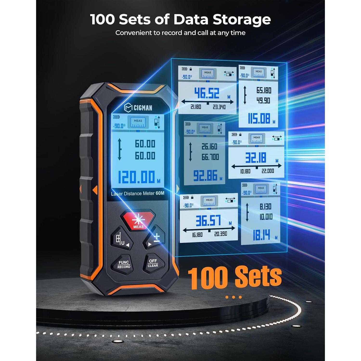 Medidor Láser Dual CIGMAN CD-60R 120m Pantalla LCD Color