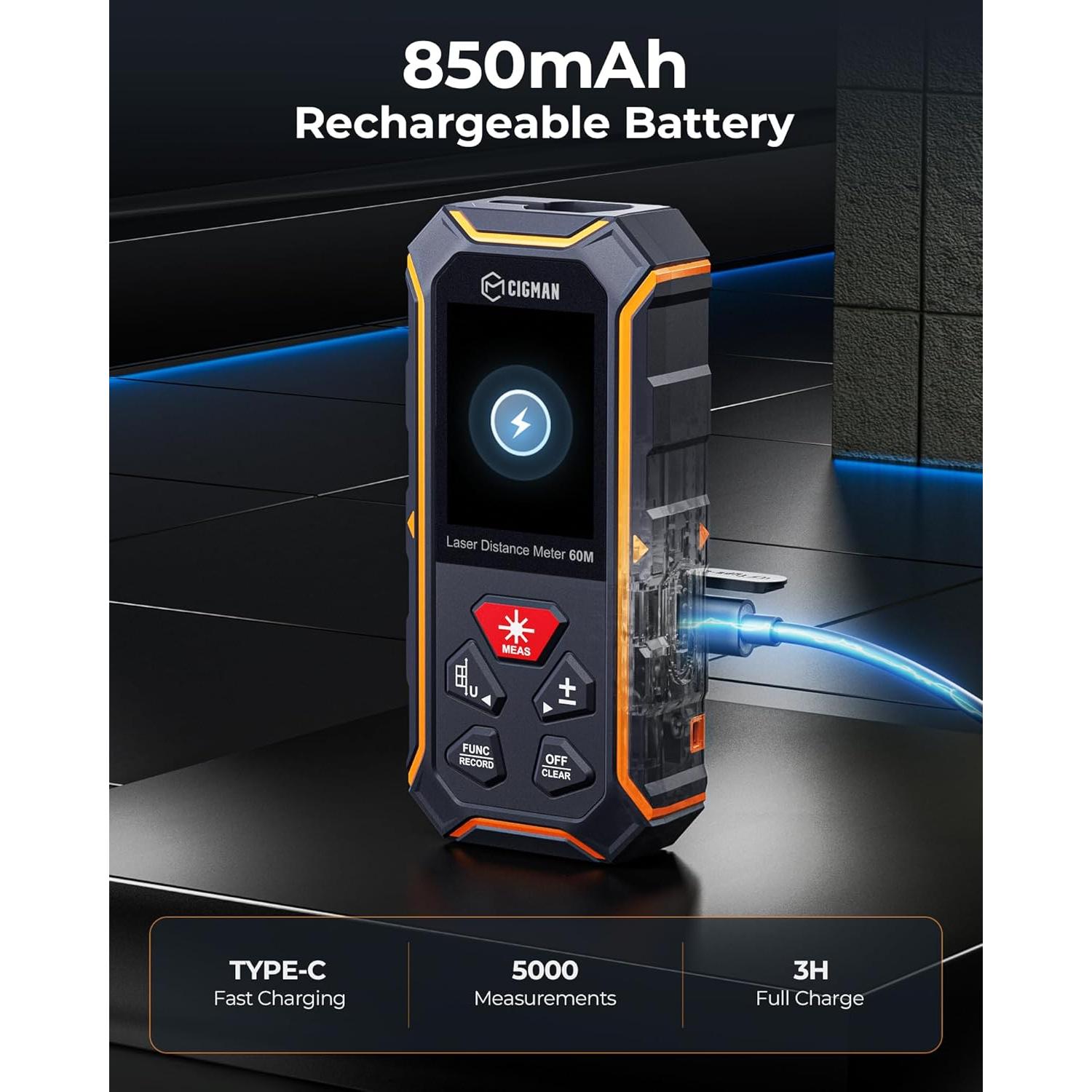 Medidor Láser Dual CIGMAN CD-60R 120m Pantalla LCD Color