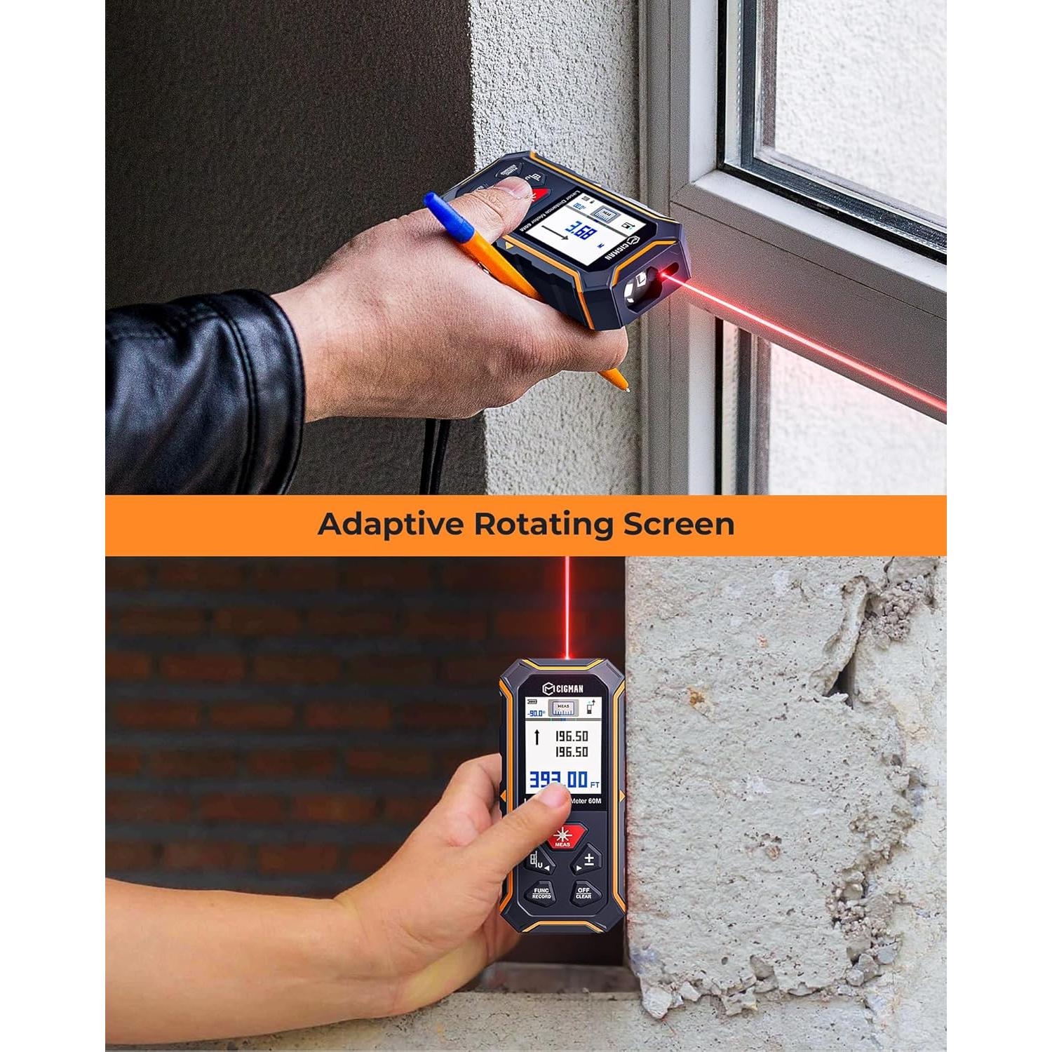 Medidor Láser Dual CIGMAN CD-60R 120m Pantalla LCD Color