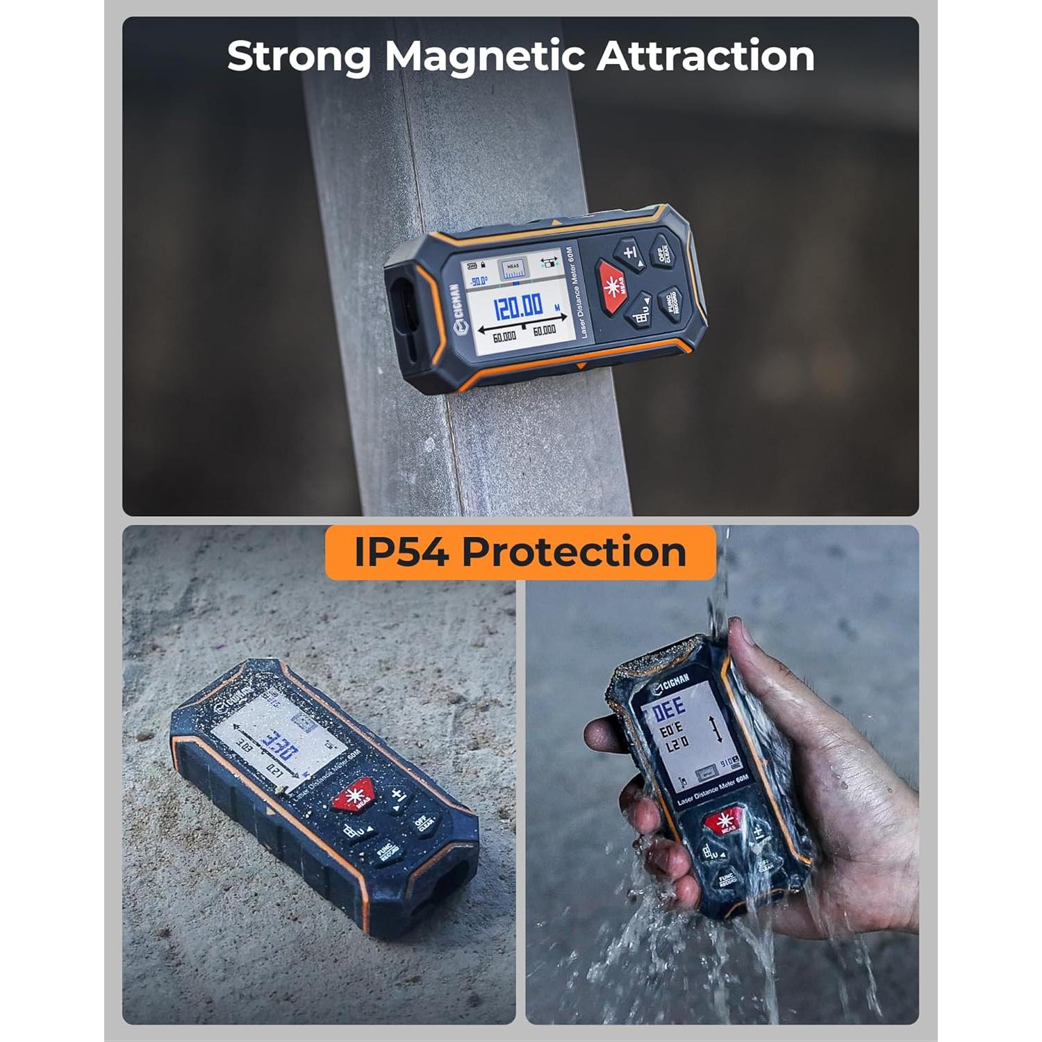 Medidor Láser Dual CIGMAN CD-60R 120m Pantalla LCD Color