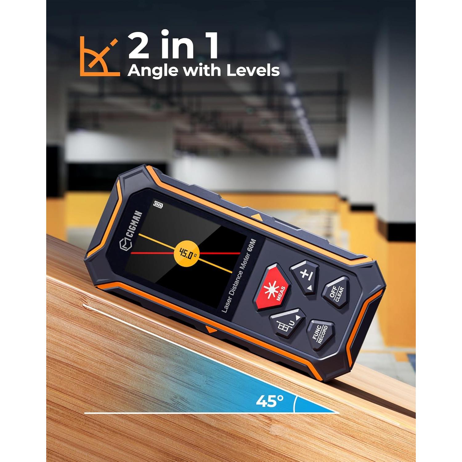 Medidor Láser Dual CIGMAN CD-60R 120m Pantalla LCD Color