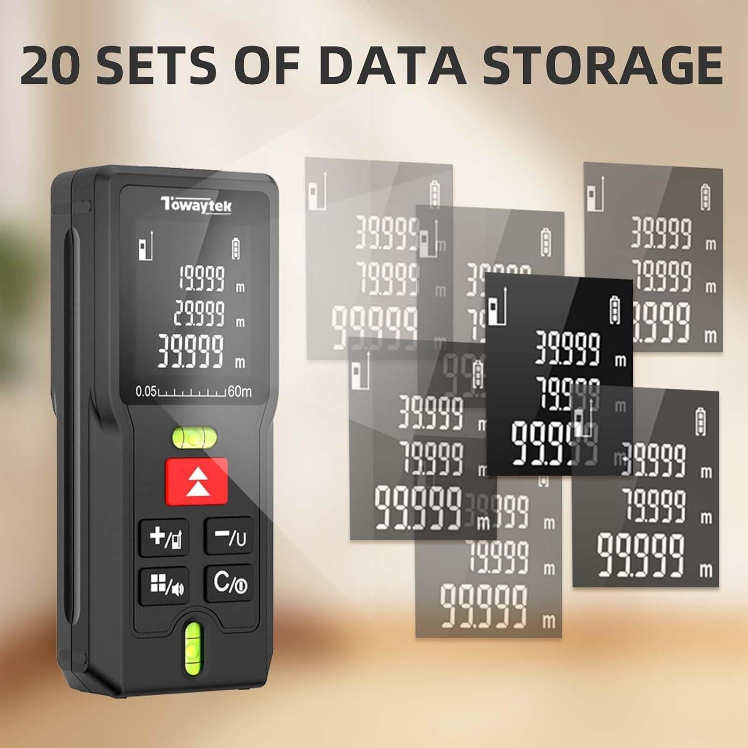 Medidor Láser Digital Towaytek MD60 60m Precisión ±2mm