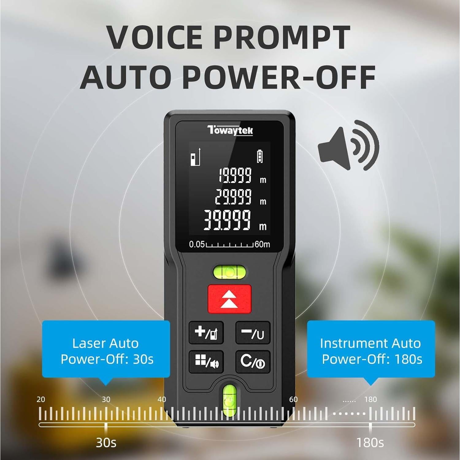 Medidor Láser Digital Towaytek MD60 60m Precisión ±2mm