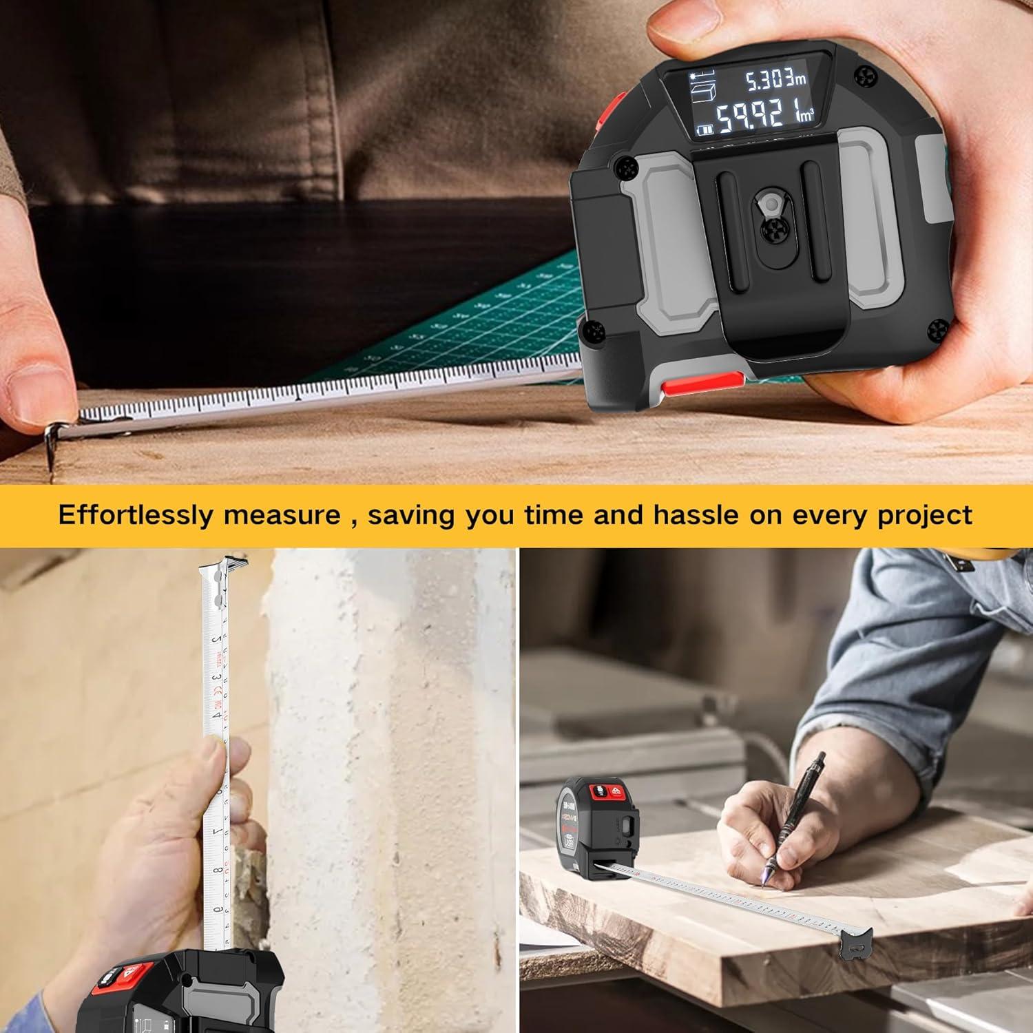 Cinta Métrica Láser 2 en 1 BTE 39.62m y 4.88m Recargable