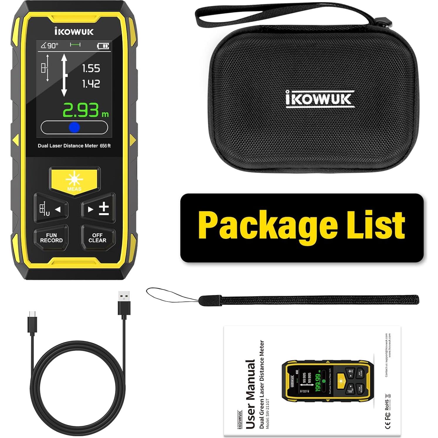 Medidor de Distancia Láser IKOVWUK SW-211GT 200M Verde