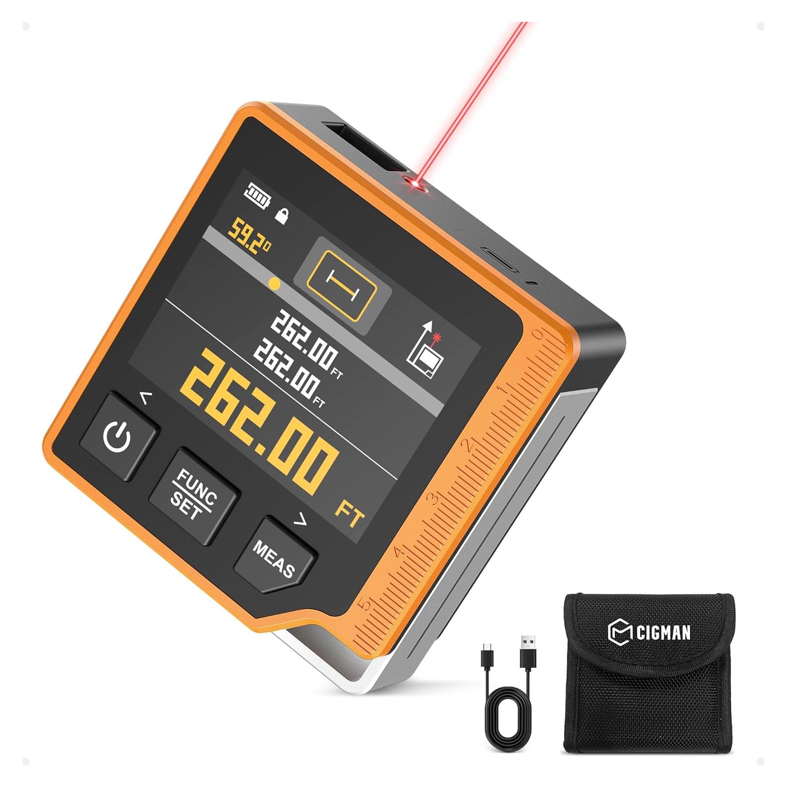 Medidor Láser CIGMAN CD-80 80m con Buscador de Ángulo