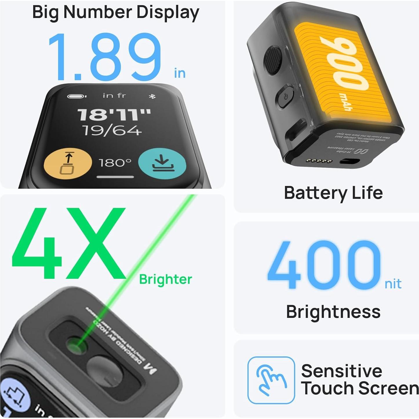 Medidor Láser HOZO M-Cube 50m Verde Alta Precisión
