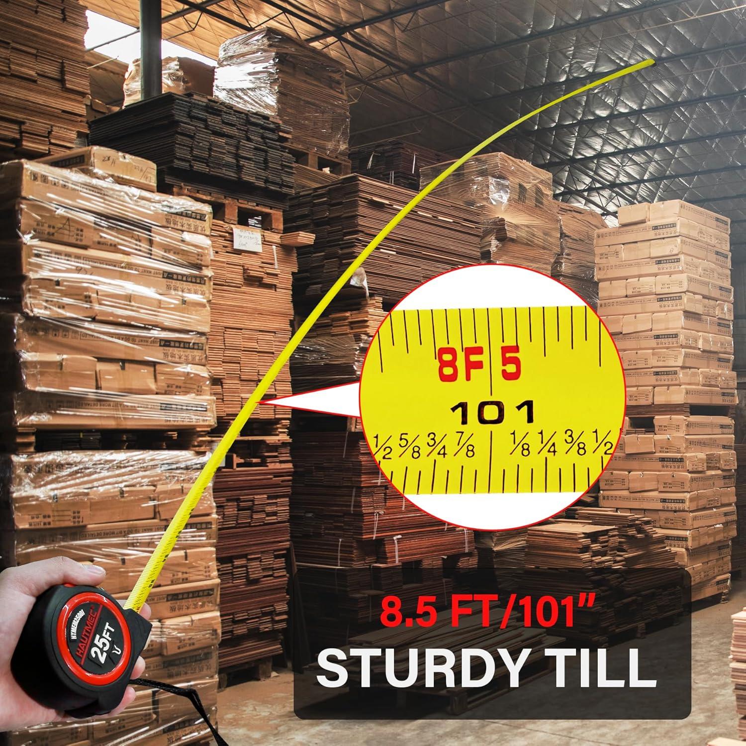 Cinta Métrica Profesional HAUTMEC 25FT con Gancho Magnético