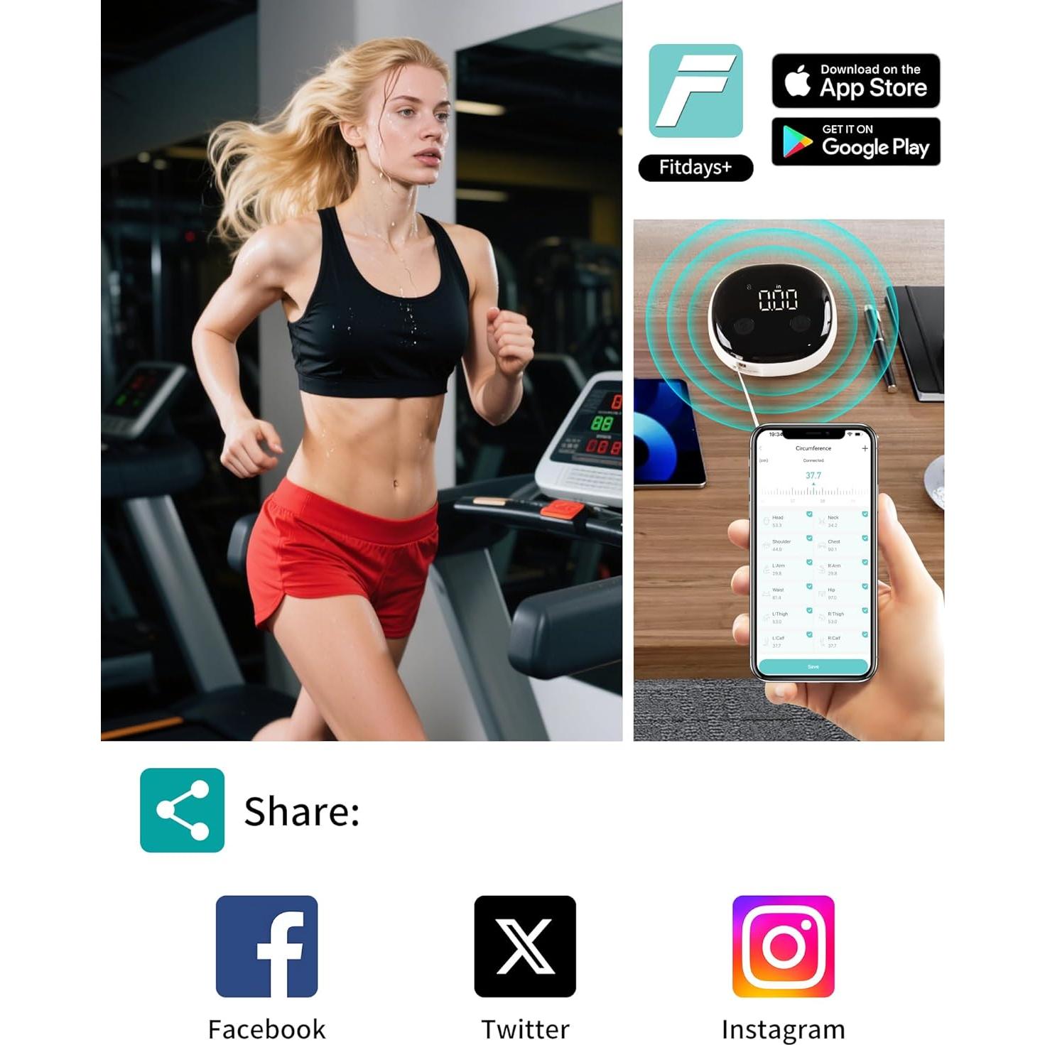 Cinta Métrica Corporal Inteligente Gdncbm Bluetooth 150cm