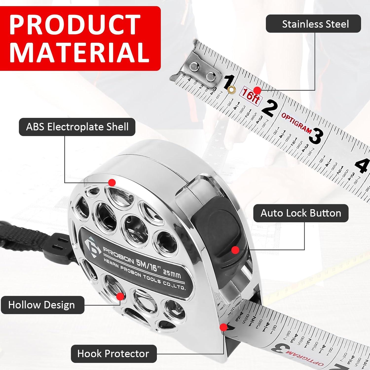 Paquete de 3 Cintas Métricas Retráctiles 5m TMWEFUSC