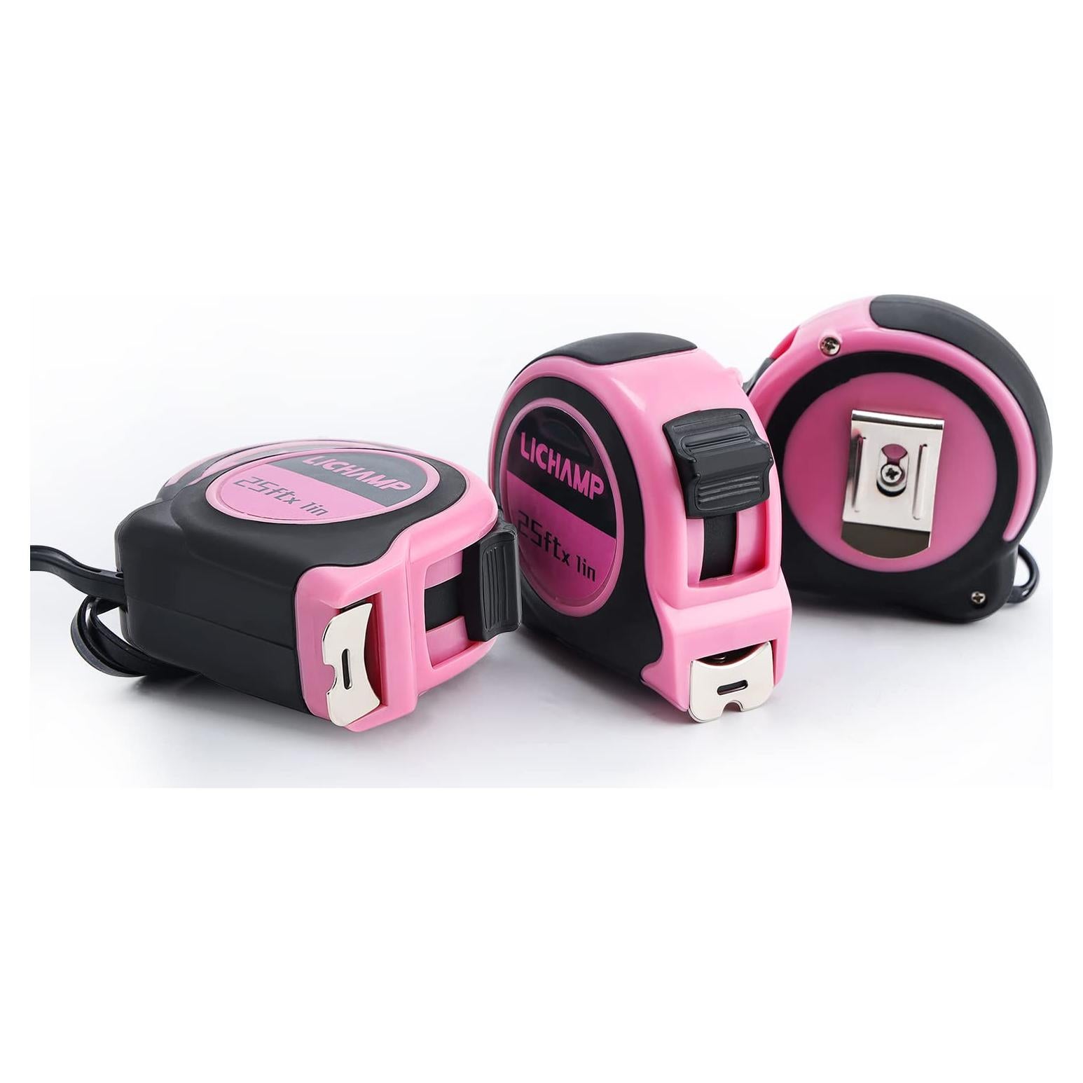 Cinta Métrica Lichamp 3 Piezas 7.5m Rosa con Fracciones