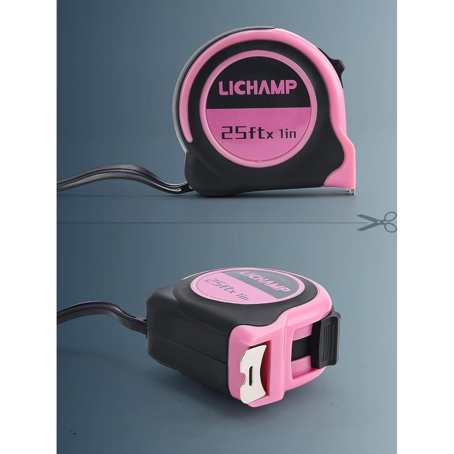 Cinta Métrica Lichamp 3 Piezas 7.5m Rosa con Fracciones