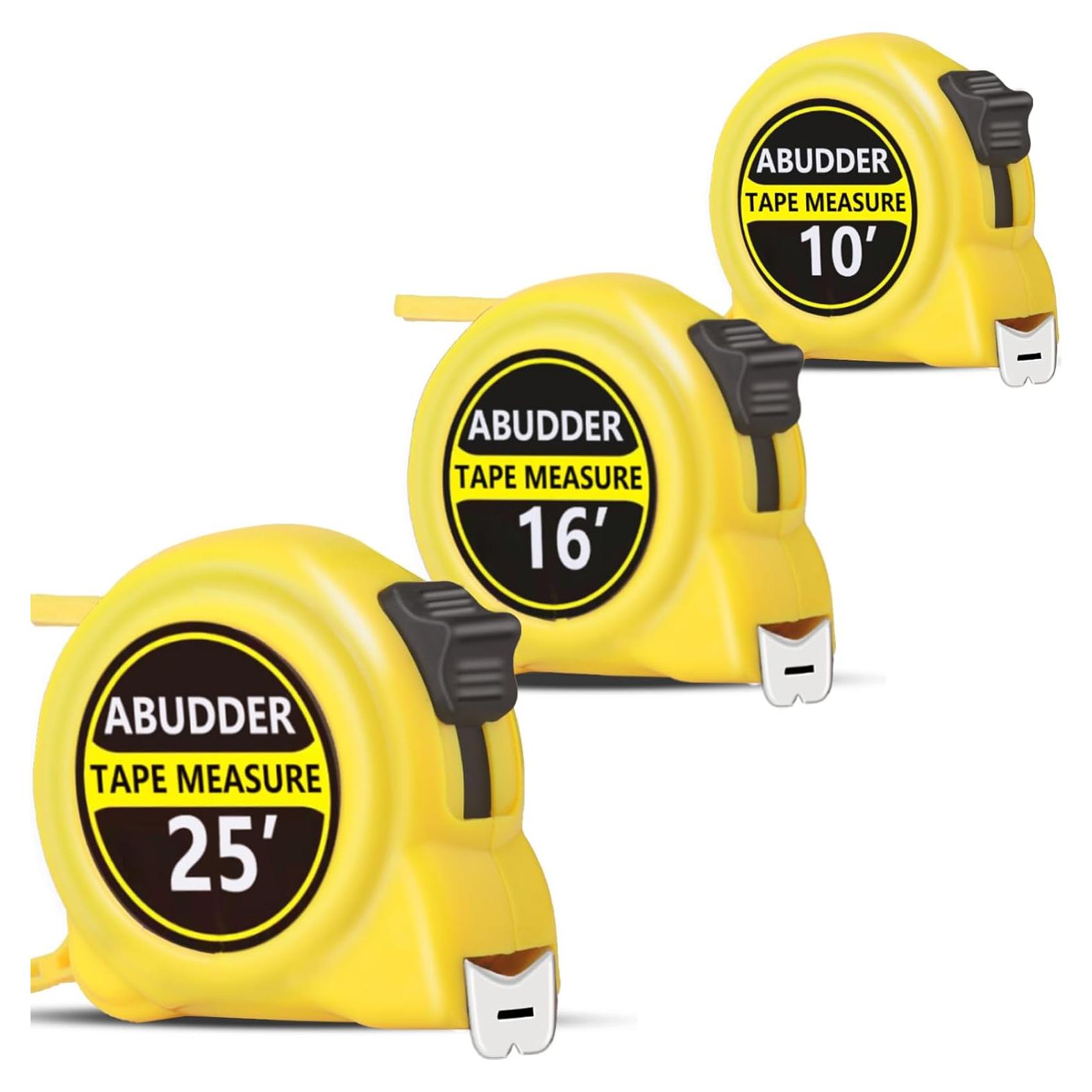 Paquete de 3 Cintas Métricas 3.05m/4.88m/7.62m ABUDDER