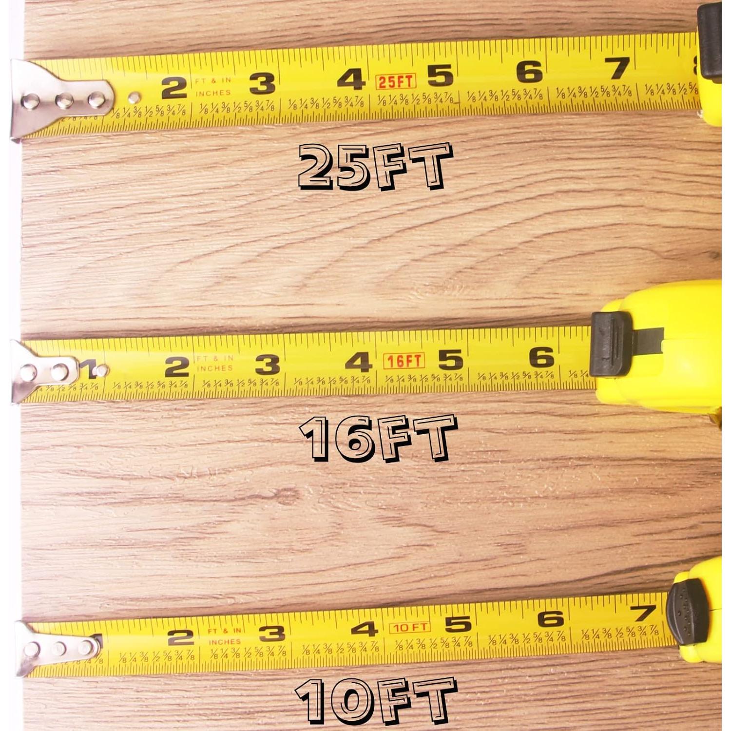 Paquete de 3 Cintas Métricas 3.05m/4.88m/7.62m ABUDDER