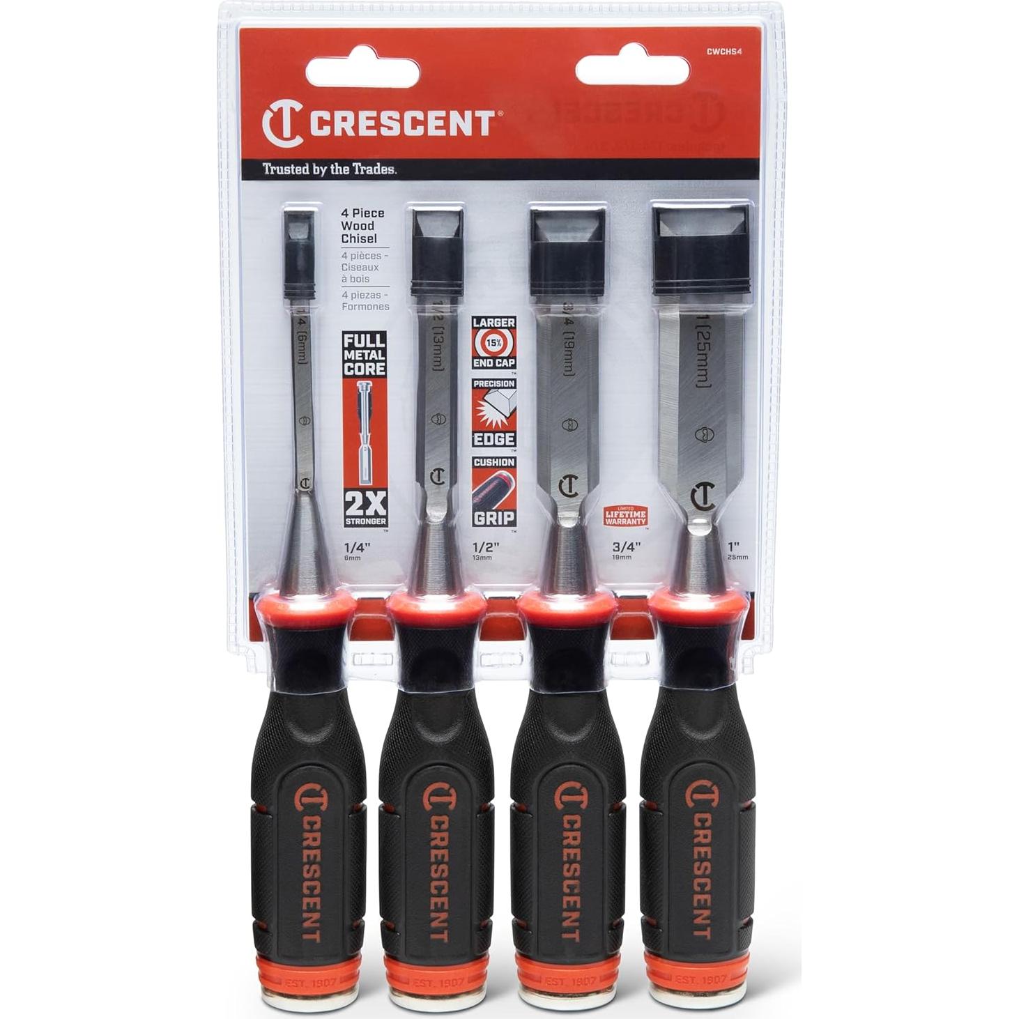 Cincel de Madera Crescent 4 Piezas 0.64 a 2.54 cm