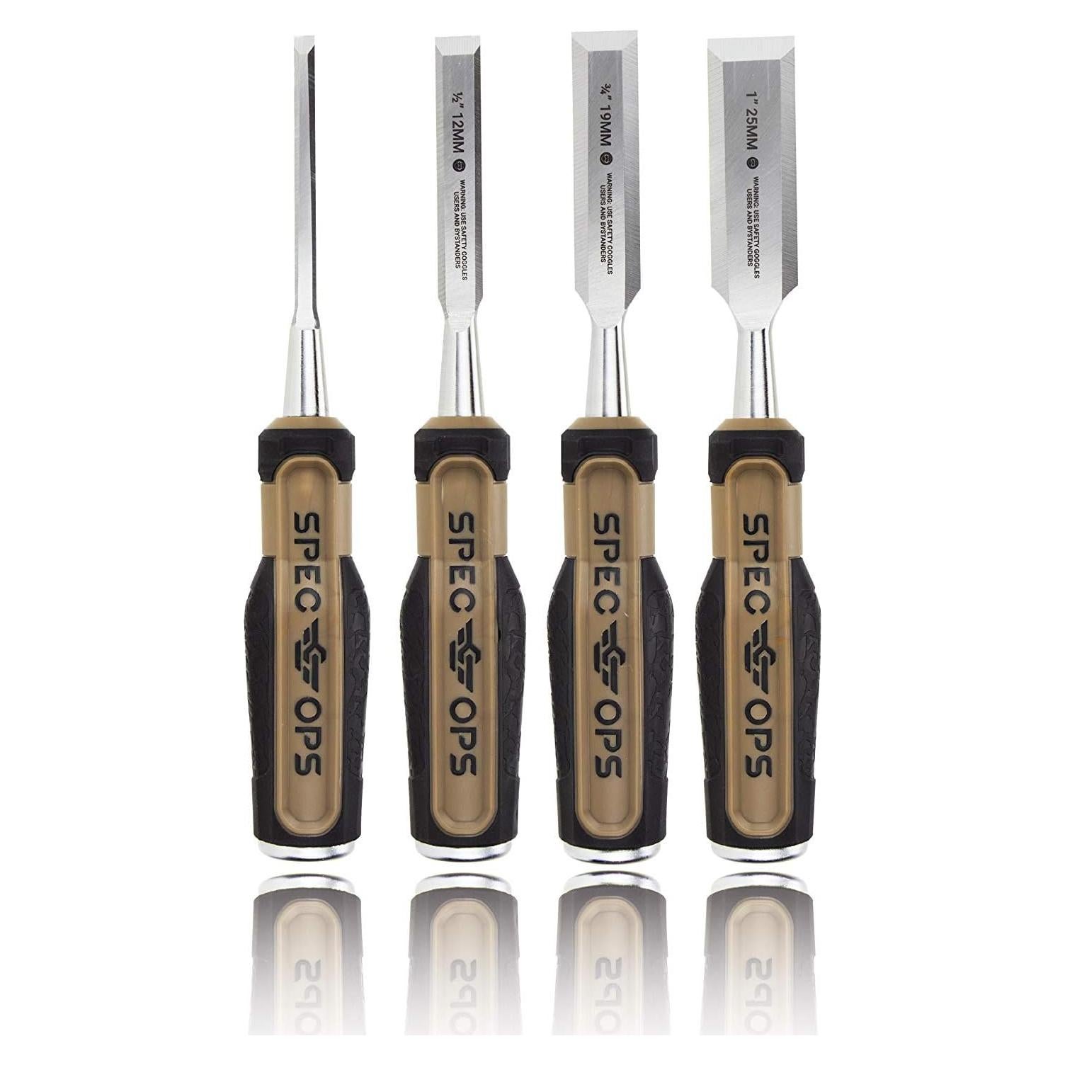Juego de Cinceles de Madera Spec Ops - 4 Piezas Acero Alto Carbono