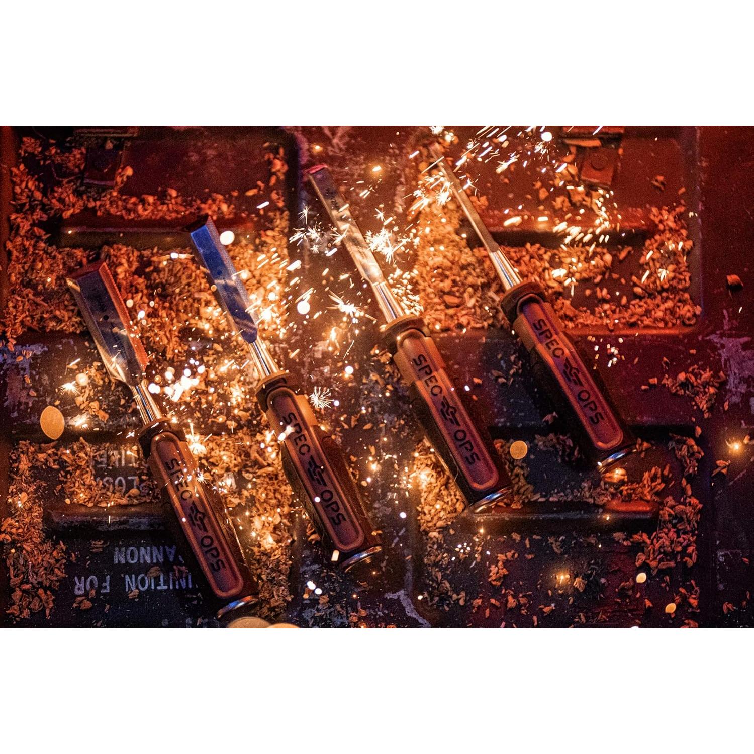 Juego de Cinceles de Madera Spec Ops - 4 Piezas Acero Alto Carbono