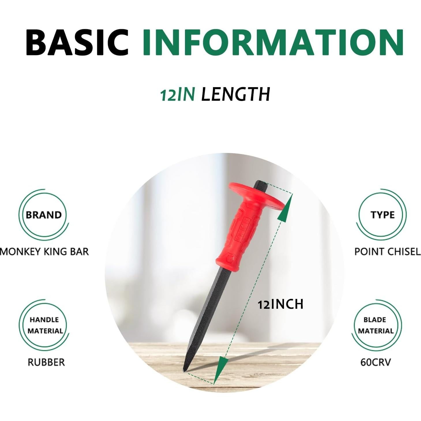 Cincel de Albañilería Barra Rey Mono 30.48 cm Acero 60CRV