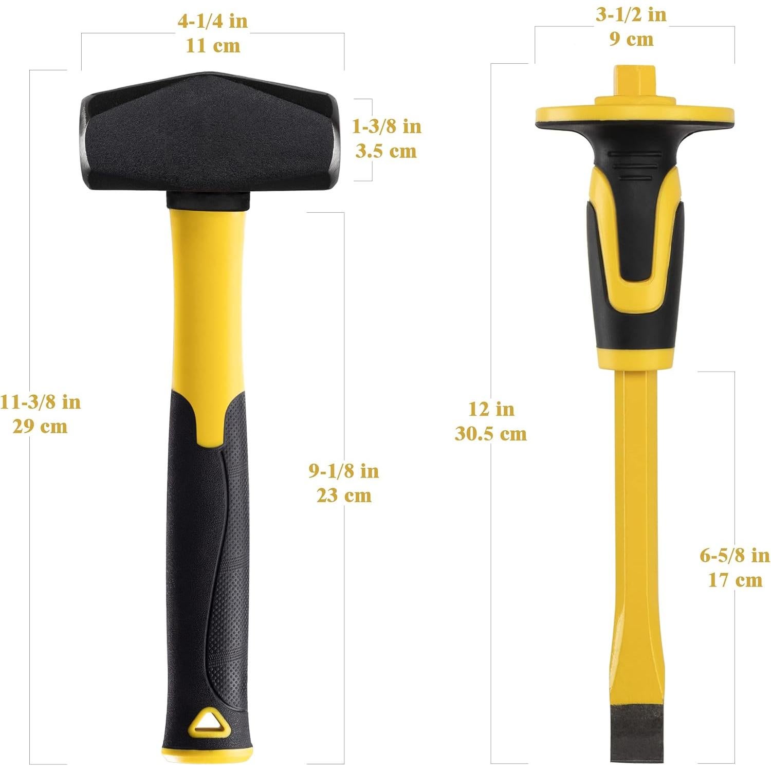 Juego de Martillo y Cincel KURUI 3lb con Protección para Manos