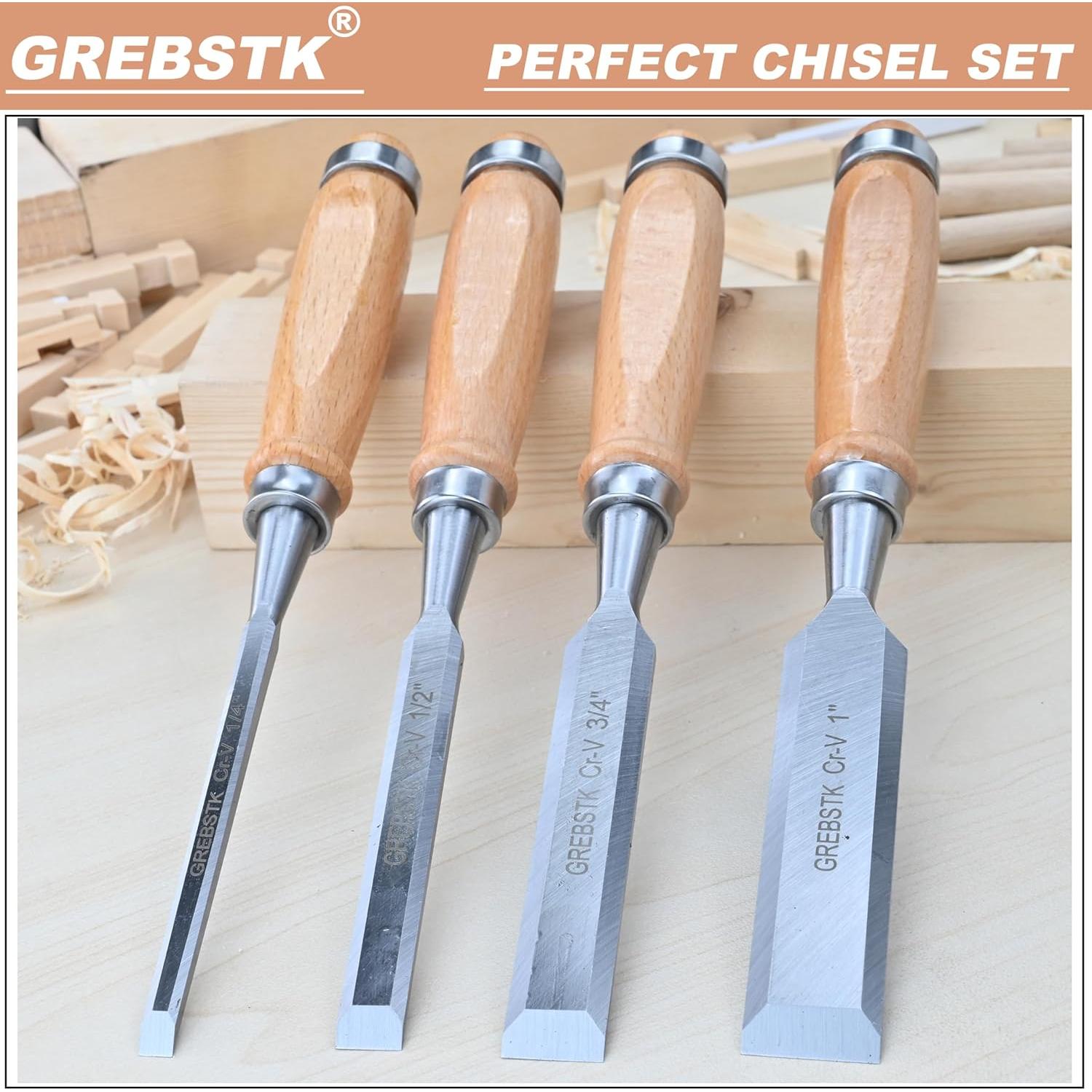 Juego de Cinceles de Madera GREBSTK 5 Piezas - Acero Cr-V