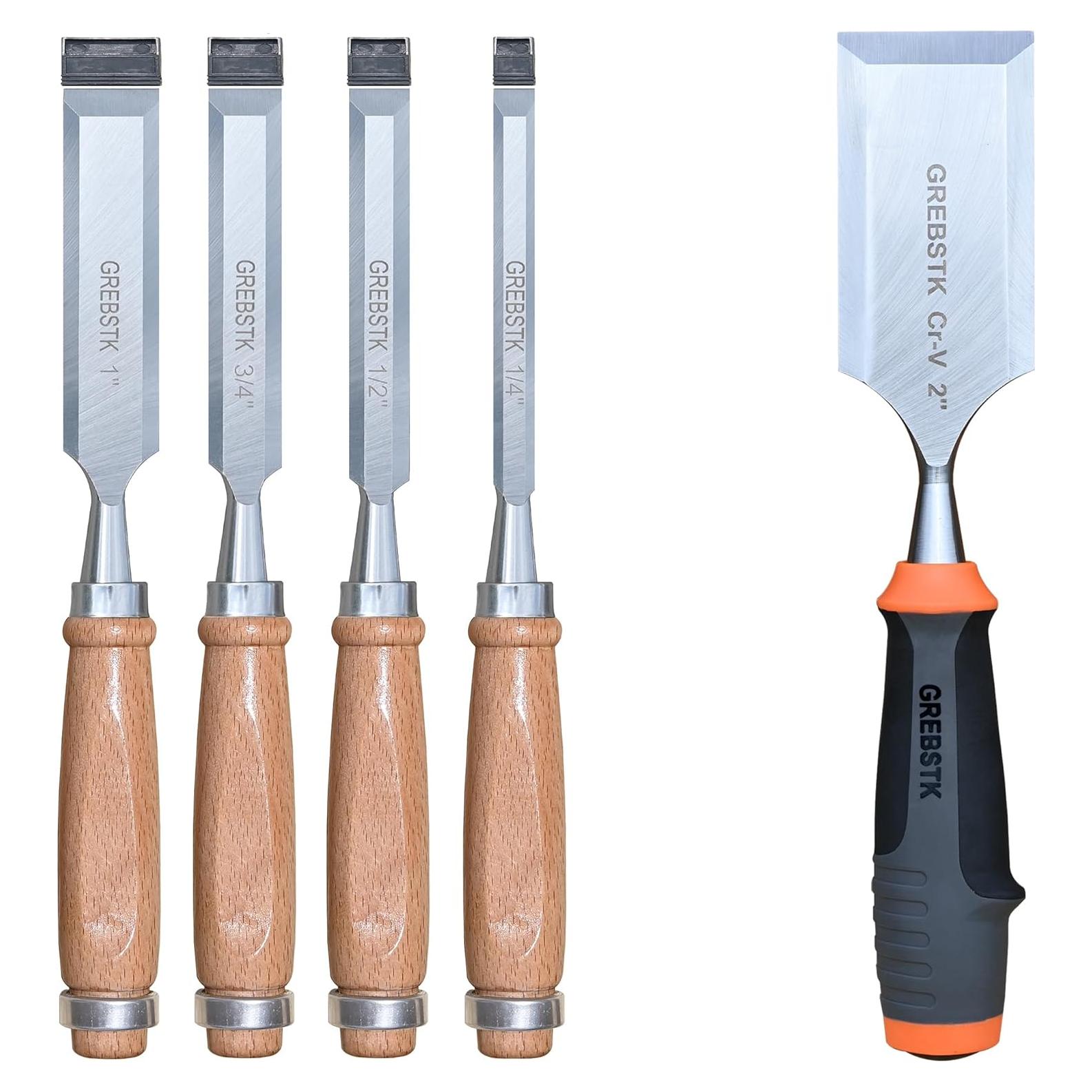 Juego de Cinceles de Madera GREBSTK 5 Piezas Acero Cr-V