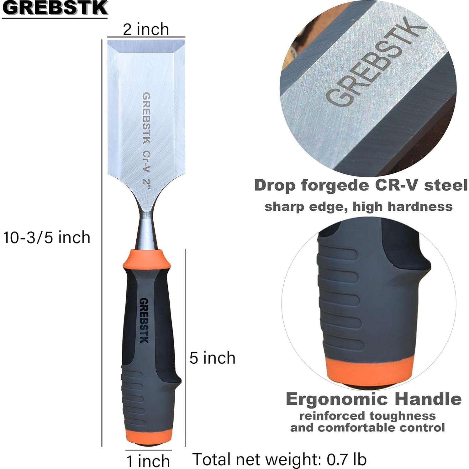 Juego de Cinceles de Madera GREBSTK 5 Piezas Acero Cr-V