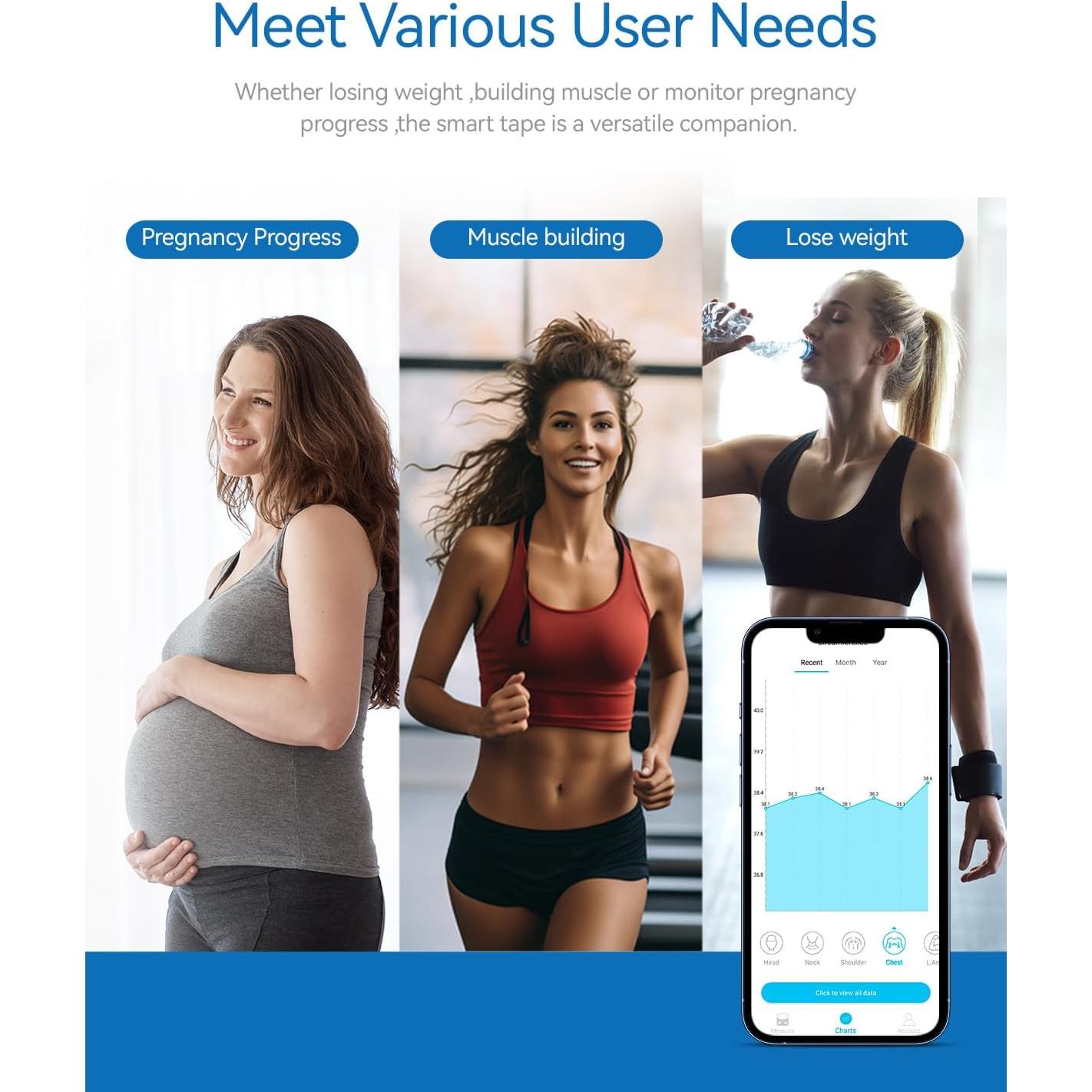Cinta Métrica Corporal Inteligente Tychesy con Bluetooth y APP