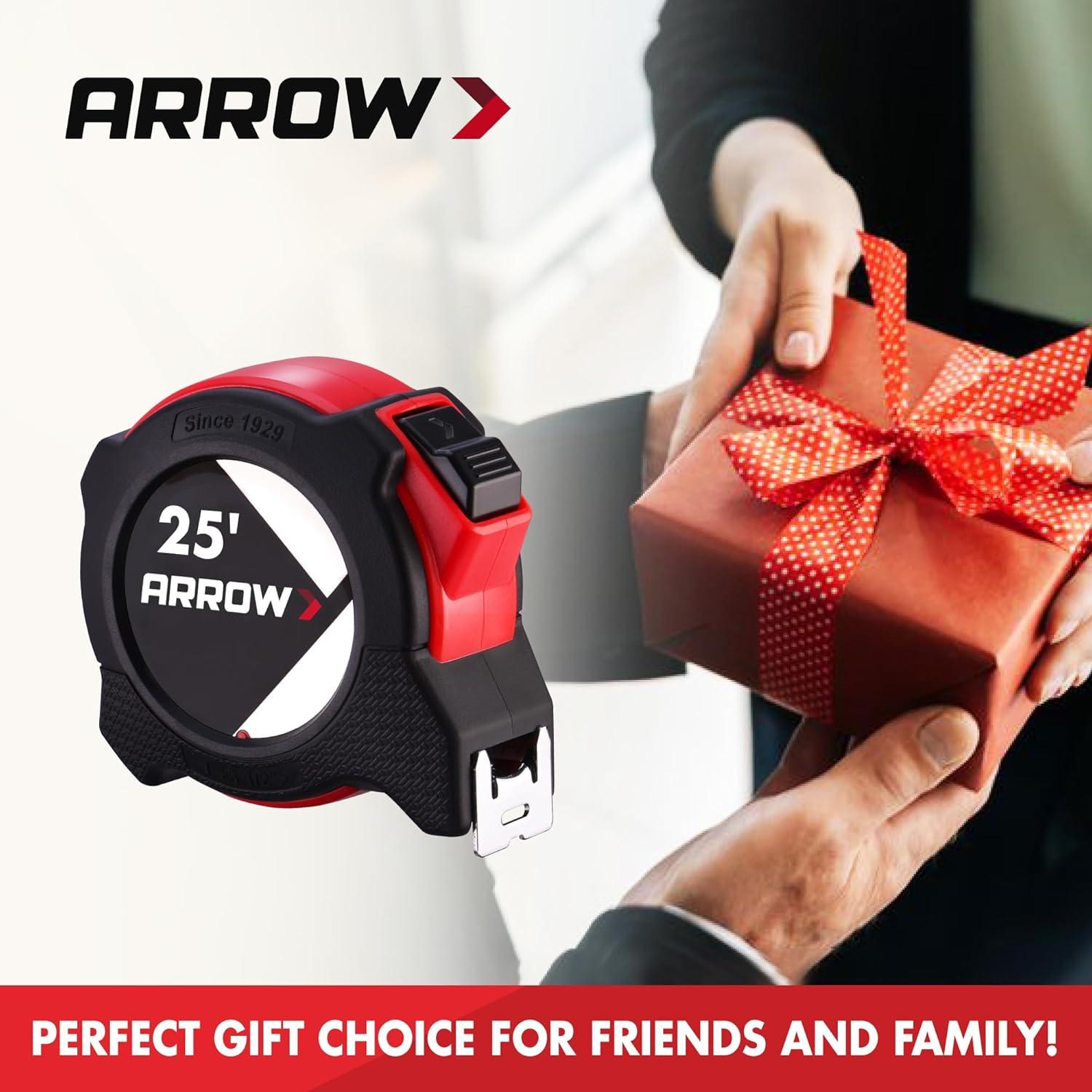 Cinta Métrica Auto-Bloqueo Arrow 7.62m Doble Cara con Clip