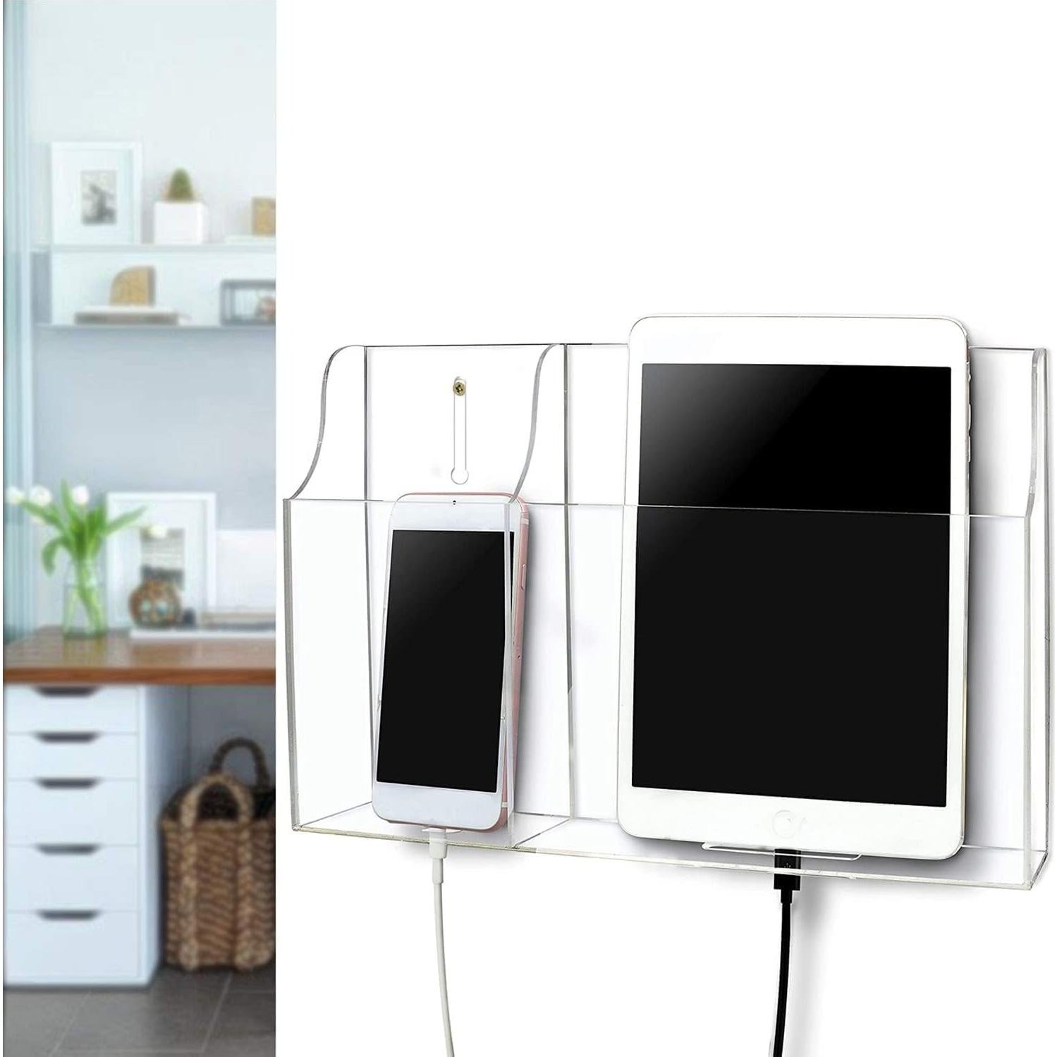 Soporte de Pared Transparente Pansyling 2-Bolsillo para Tabletas