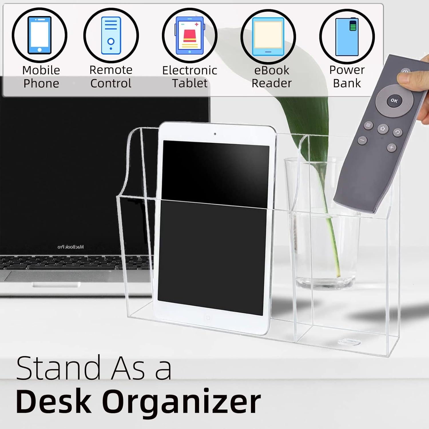 Soporte de Pared Transparente Pansyling 2-Bolsillo para Tabletas