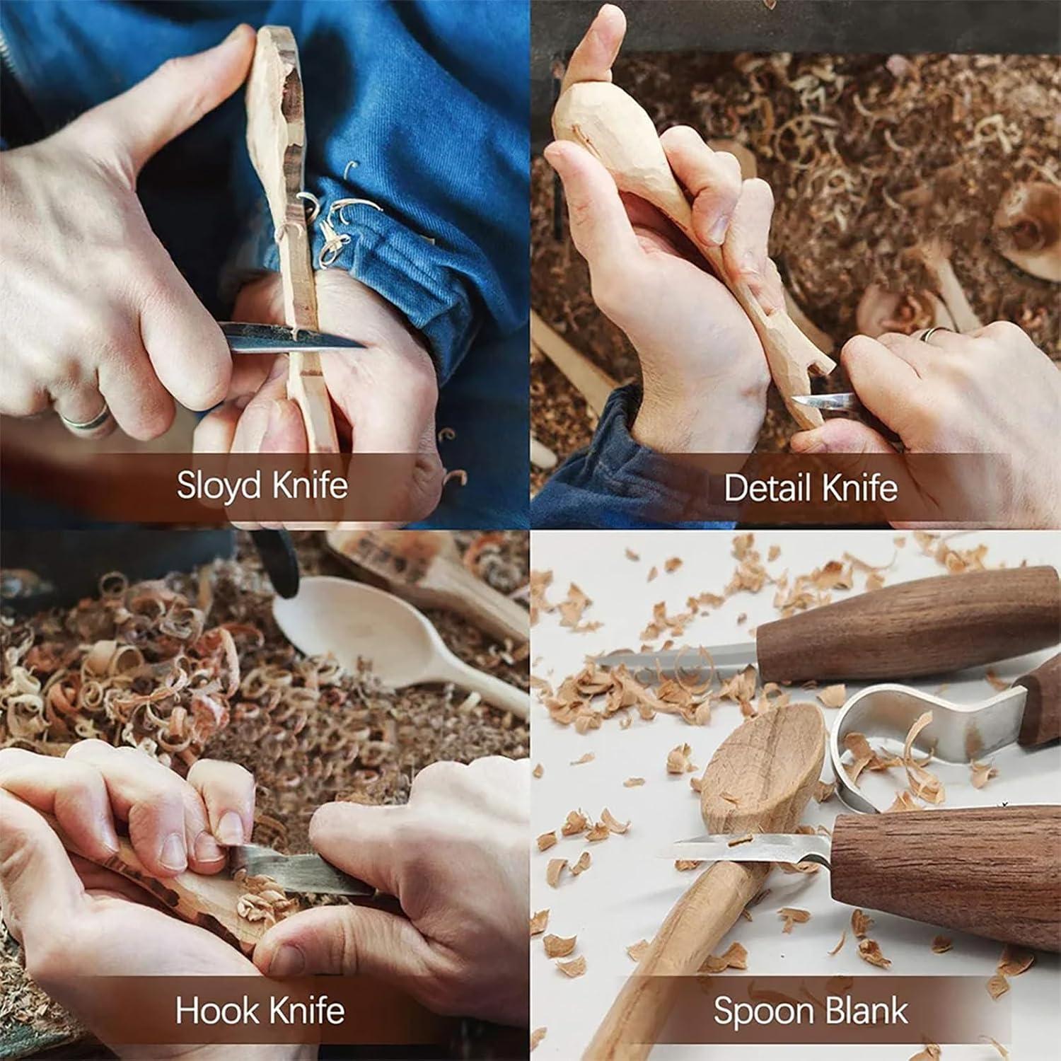 Kit de Tallado en Madera WGLILO 16 Piezas con Estuche de Cuero