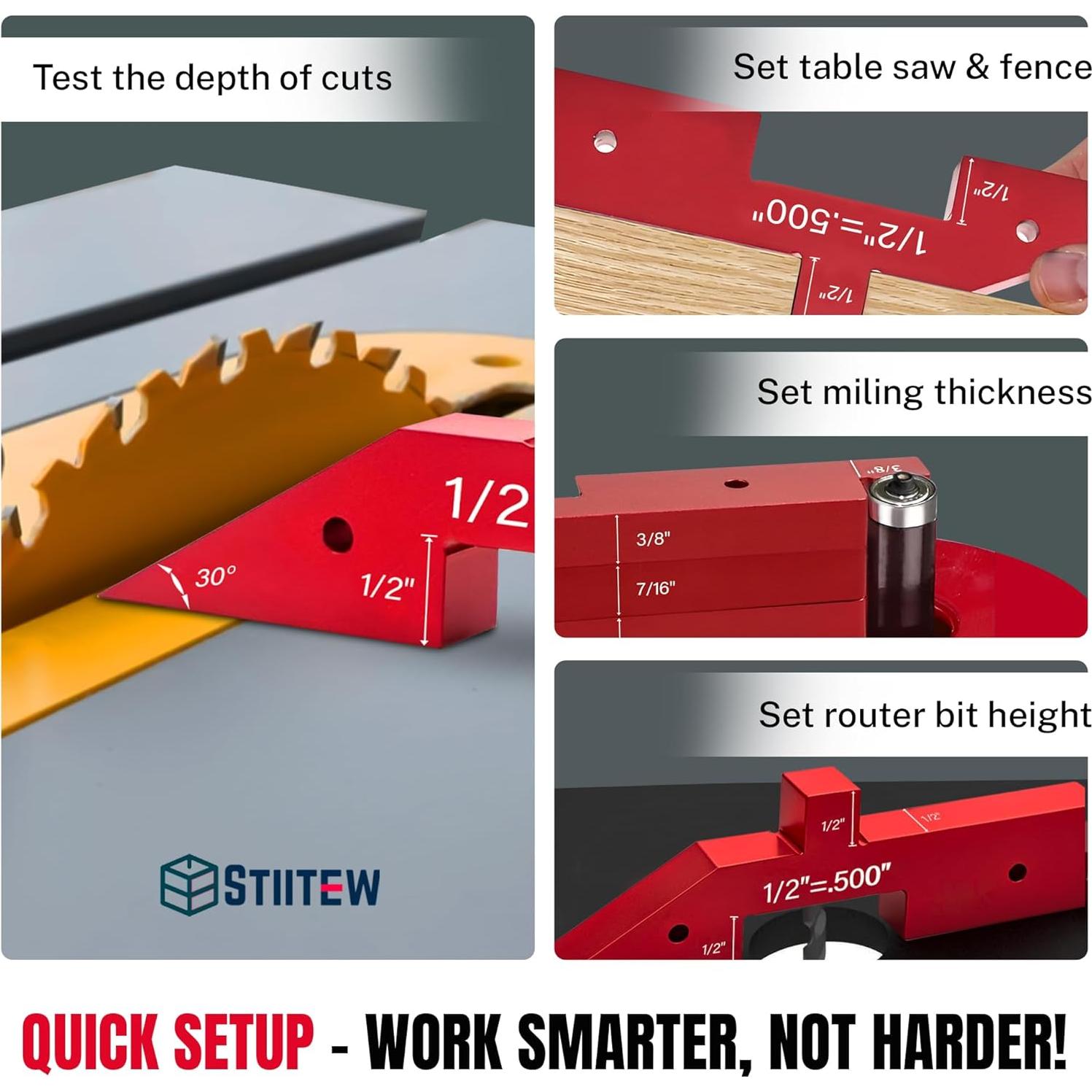 Juego de Bloques de Configuración STIITEW 7 Piezas Aluminio Rojo
