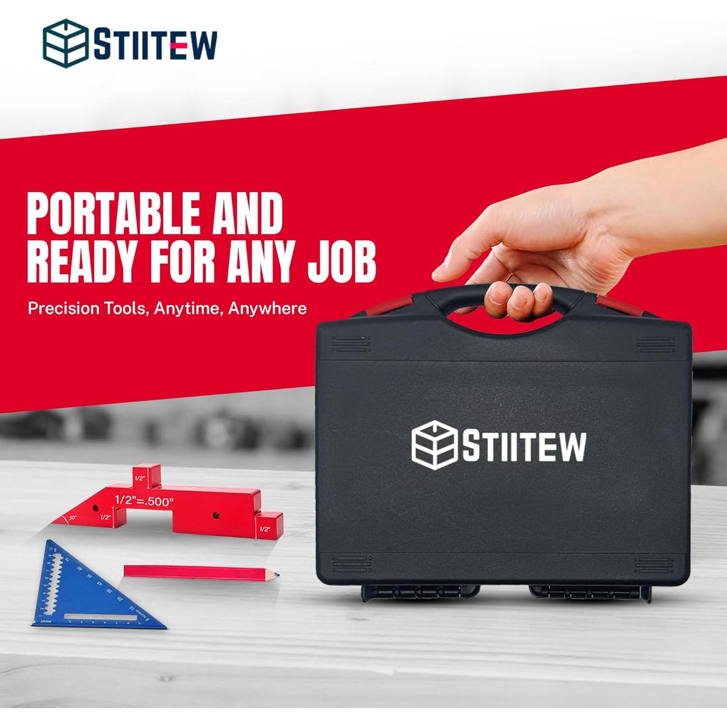 Juego de Bloques de Configuración STIITEW 7 Piezas Aluminio Rojo