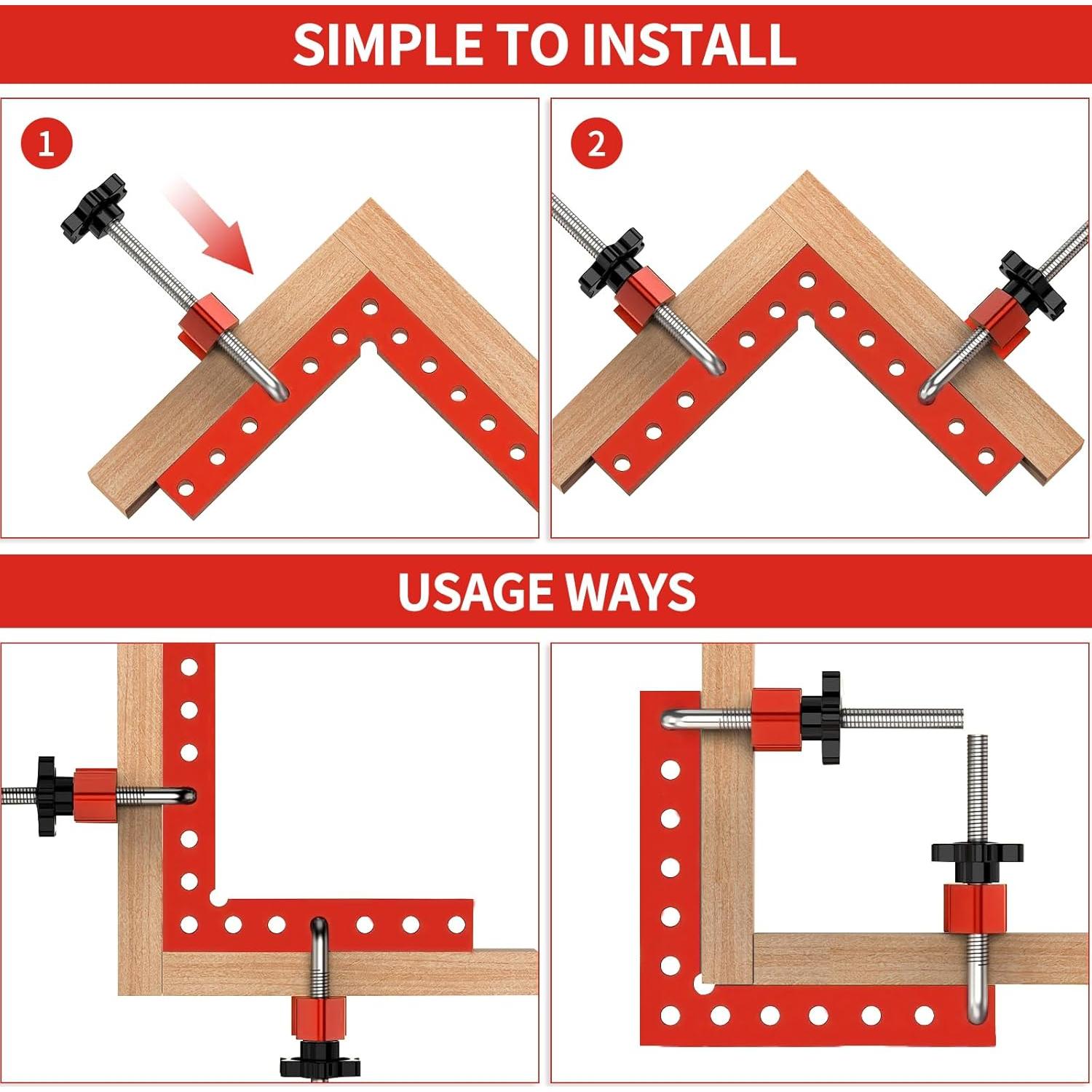 Abrazaderas de Esquina WolfPawn, Paquete de 4, Aluminio 90°