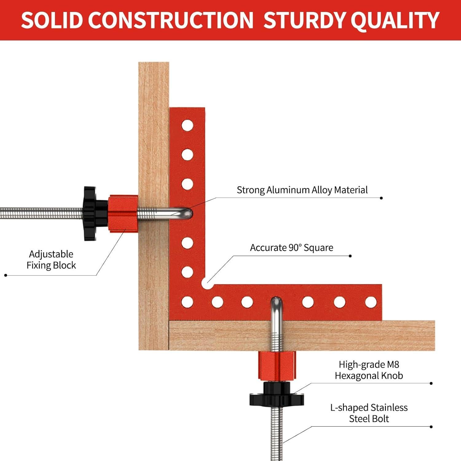 Abrazaderas de Esquina WolfPawn, Paquete de 4, Aluminio 90°